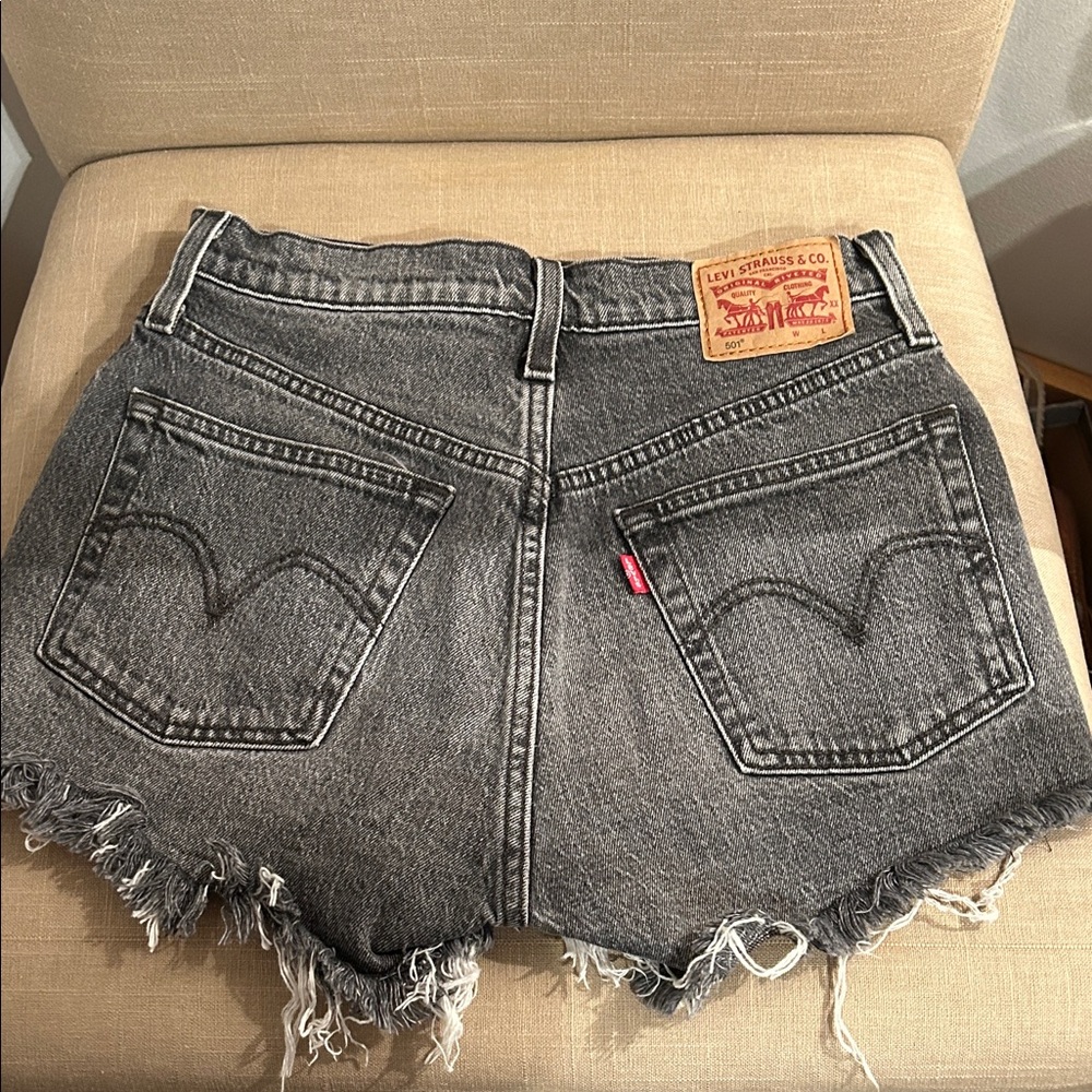 Levi's Women's Gray Frayed Denim Shorts